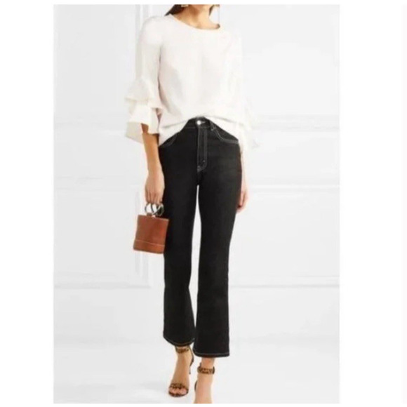 J. Crew Lana Blouse Women Size 6 Tiered Ruffled Bell Sleeve Ivory Classic - Picture 6 of 10